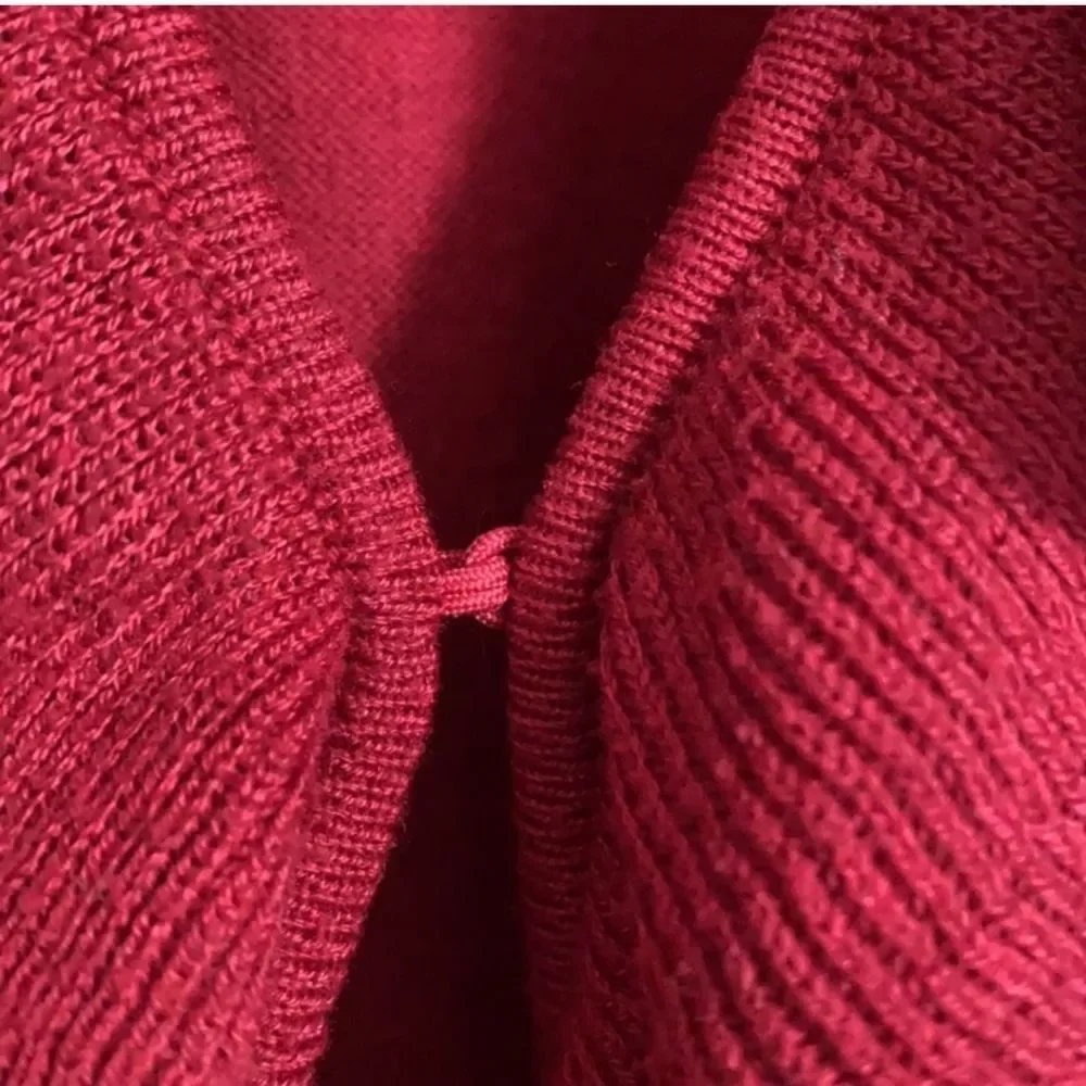 Grace Elements Cranberry Red Ruffle Cardigan Sweater Women Size L